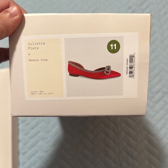 Vibrant Red Loafers with rhinestone Lacing - Picture 2 of 2